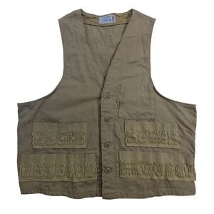 Vintage Sears Sportswear Men's Tan Canvas Utility Vest Large READ